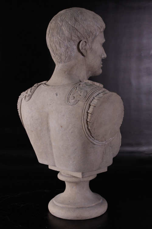 Augustus Caesar Faux Stone Bust 32.25" Tall Close Up Image