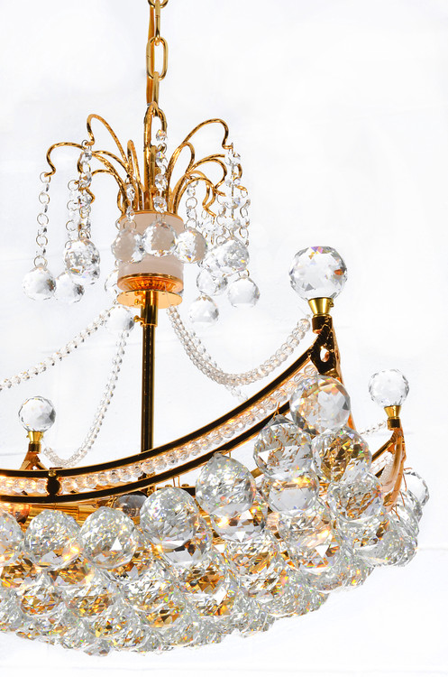 Crystal Orb Basket Chandelier Close Up Image