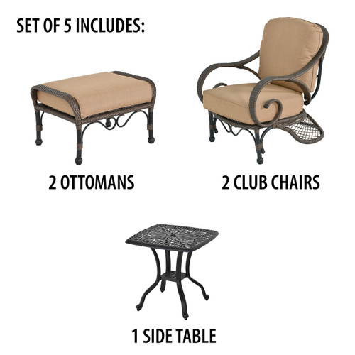 Grand Bonaire Weave Outdoor Club Chair Set of 5 Room Scene