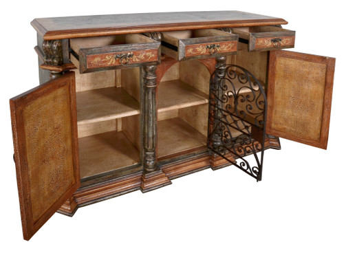 Peruvian Iron Scroll Buffet Room Scene