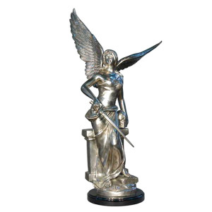 Winged Lady with Sword Marble Base