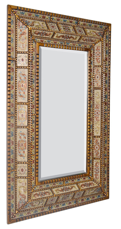 Peruvian Painted Glass  Mirror Room Scene
