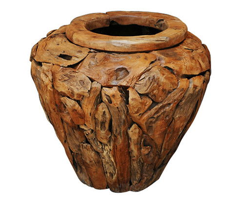 Wide Teak Vase