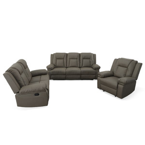 Tara Grey Recliner Sofa Set of 3 (KIT)