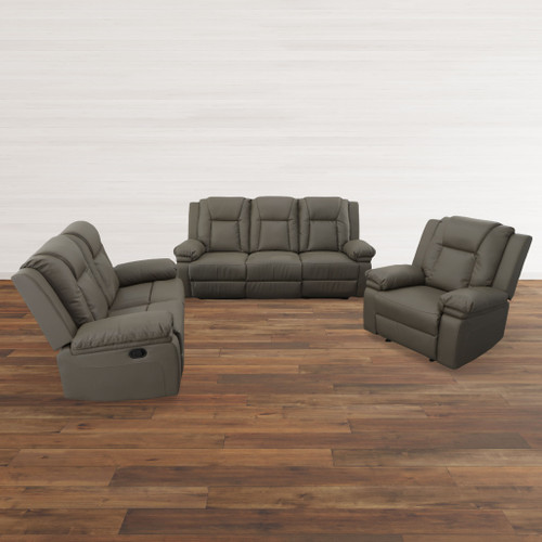 Tara Grey Recliner Sofa Set of 3 (KIT) Room Scene