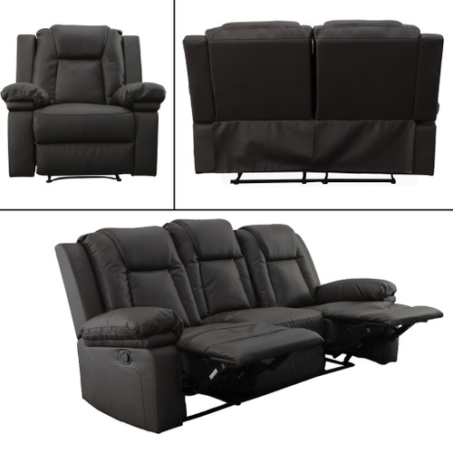 Tara Brown Recliner Sofa Set of 3 Close Up Image