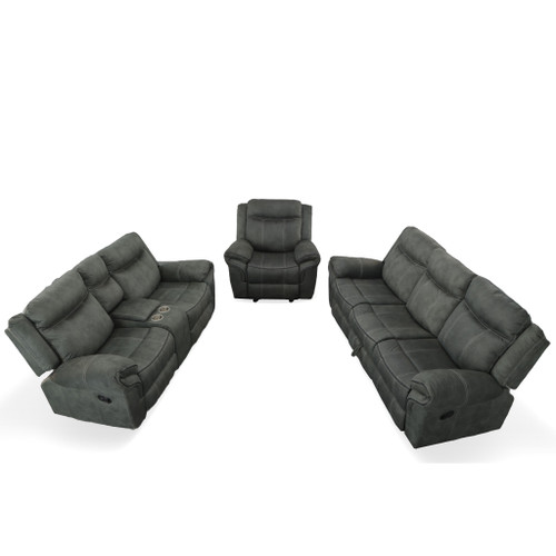 Stanley Charcoal Recliner Sofa Set of 3 (KIT)