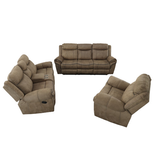 Stanley Light Brown Recliner Sofa Set of 3