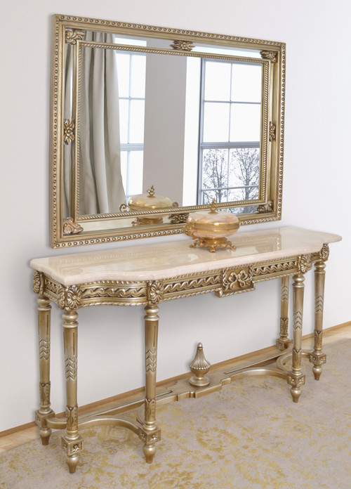 Platine Mirror Hand Carved Mahogany 47 x 58.5 Inches Room Scene