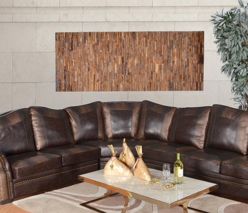 Mountain Studios Reclaimed Teak Parquet Panel 98.5 Inch Room Scene