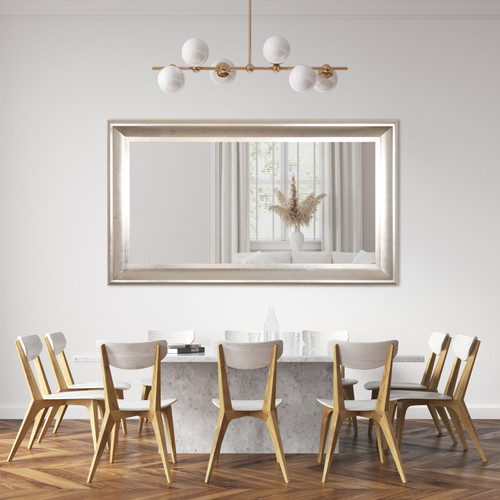 The Sterling Mirror 36X72 Silver with Champagne Wash Room Scene