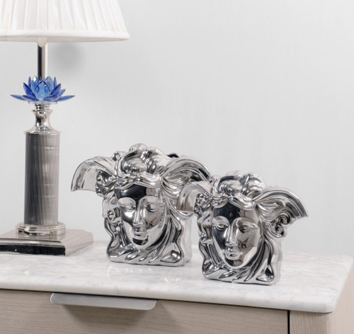Medusa Vases Silver Set of 2 Room Scene