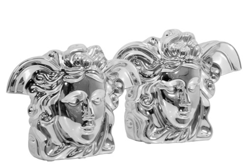 Medusa Vases Silver Set of 2 Close Up Image