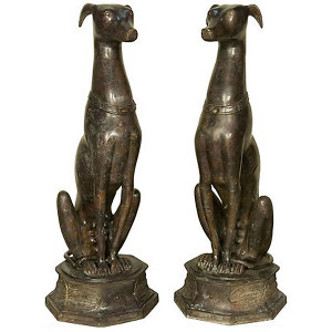 Pair Dogs Sitting on Base