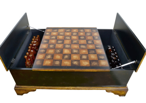 Ebony Chess Set Coffee Table Close Up Image
