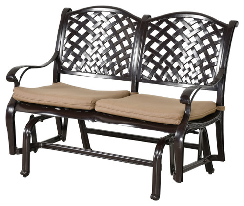 Savannah Outdoor Aluminum Bench Glider Close Up Image