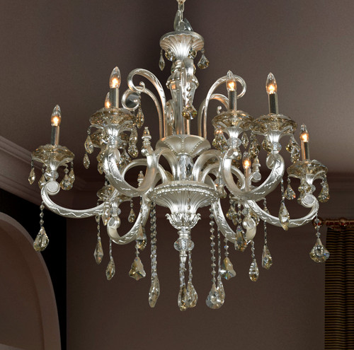 Hollywood Brush 9 light Silver Chandelier Close Up Image