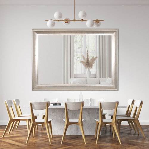 The Sterling Mirror 48X72 Silver with Champagne Wash Room Scene