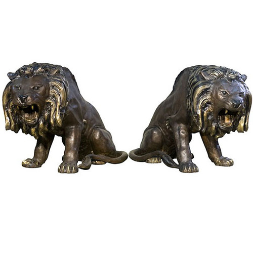 Pair of  Sitting Lions   Facing Right and Left