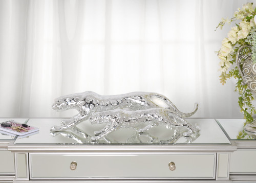 Standing Silver Leopard Large 31 Inches Long Room Scene