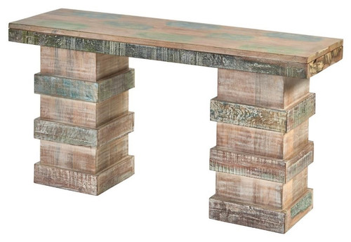 Bayshore Console,Sofa Entry Table 58 Inch Solid Wood, Coastal Wash Finish