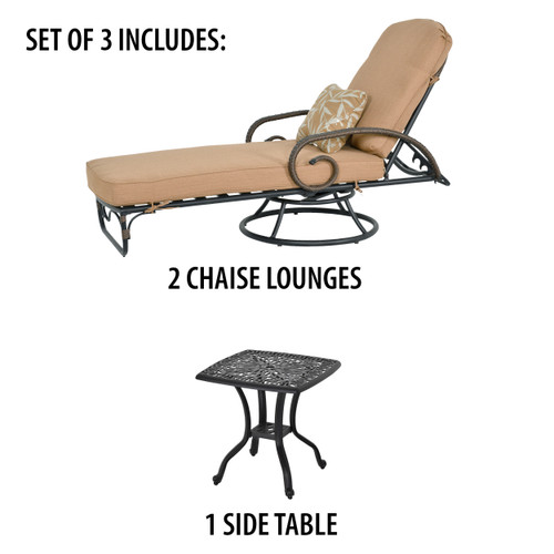 Grand Bonaire Weave Swivel Chaise Lounge Set of 3 Room Scene