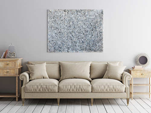 White and Blue Drip Art