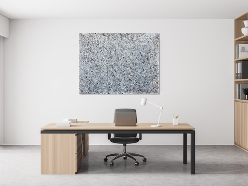 White and Blue Drip Art Close Up Image