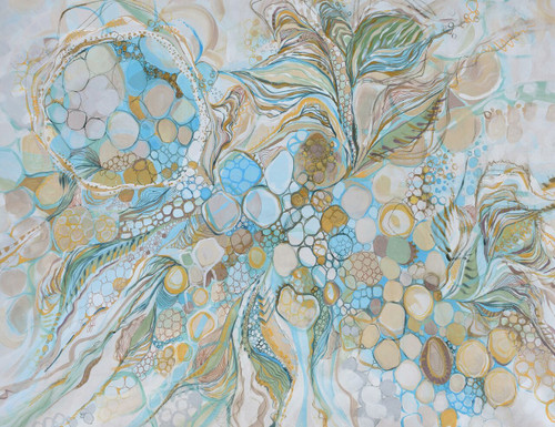 Abstract Coastal Beige Giclee Room Scene