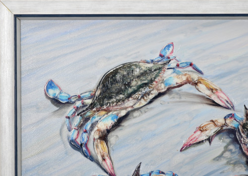 Three Beach Crabs with Blue Accent Frame Room Scene