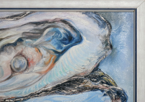 Oyster's Pearl with Blue Accent Frame Room Scene