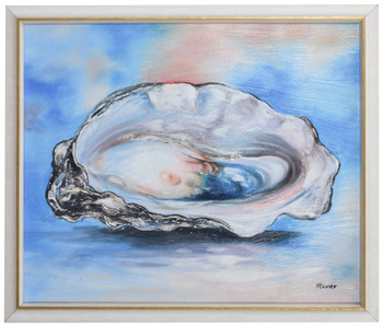 Oyster Shell with Pearl with Gold Accent Frame