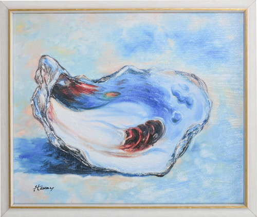 Large Oyster Shell with Gold Accent Frame