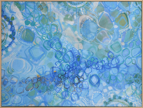 Abstract Coastal with Natural Wood Frame