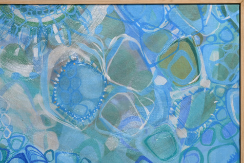 Abstract Coastal with Natural Wood Frame Room Scene