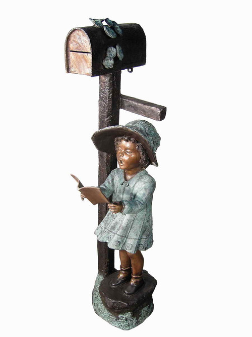 Girl Reading at MailBox