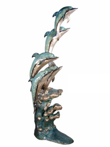 Five Dolphin Fountain 93 Inch in Polychrome Patina