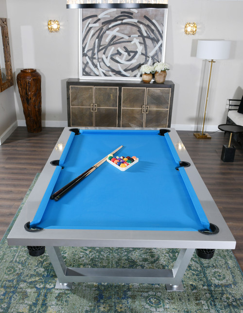 New  Modern Stainless Steel Pool Table Indoor/ Outdoor Room Scene