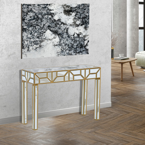 Deco Mirrored Console Table Room Scene