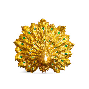 Golden Emerald Peacock Wall D?cor