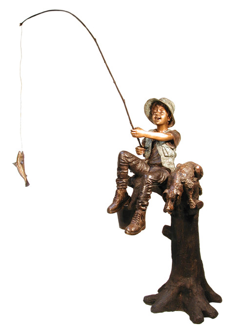Fishing Boy on Tree Large 65 Inch