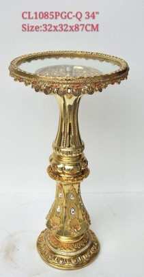 Eurpean Elegance Golden Pedestal Accent Table