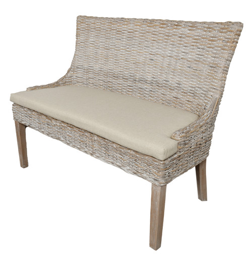 Alfresco Bench Kuba Weave Whitewash Close Up Image