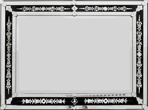 Venetian Glass Wall Mirror with Black Border
