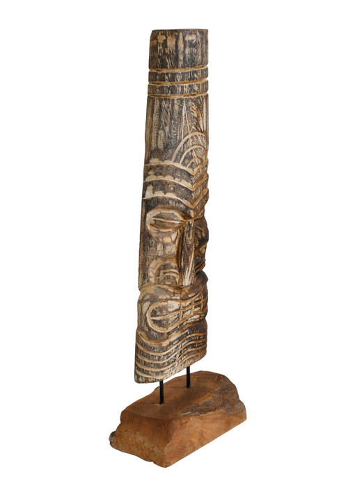 Carved Teak Tiki Mask on Stand 32 inches