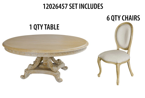 Beachstone Anglia 72 Inch Round Dining Table Set of 7 Room Scene
