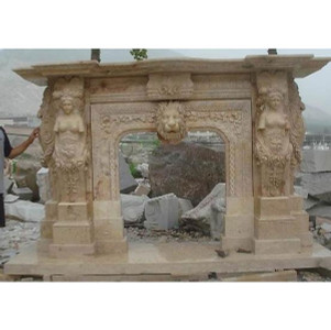 Travertine Lion Mantel (38x42)