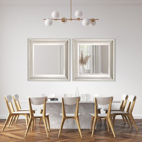 The Sterling Mirror 30X30 Silver with Champagne Wash Room Scene