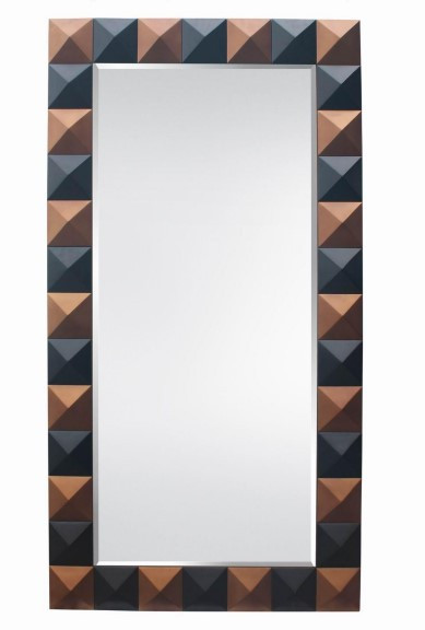 Pyramid Flat Black and Copper Leaner Mirror