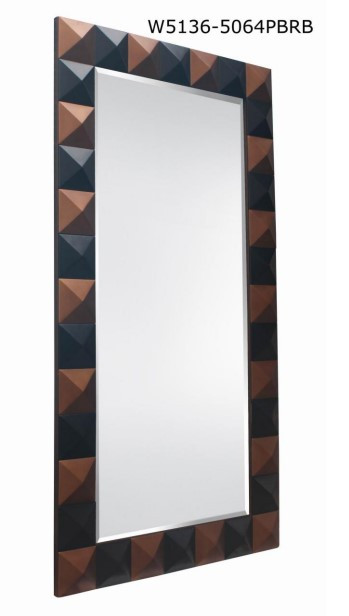 Pyramid Flat Black and Copper Leaner Mirror Room Scene